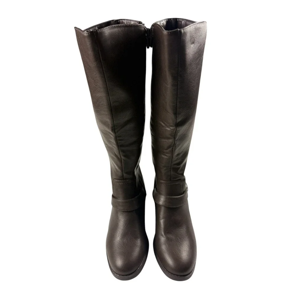 Easy Street Womens Dark Brown Knee High Riding Boots Low Block Heel Size 6M